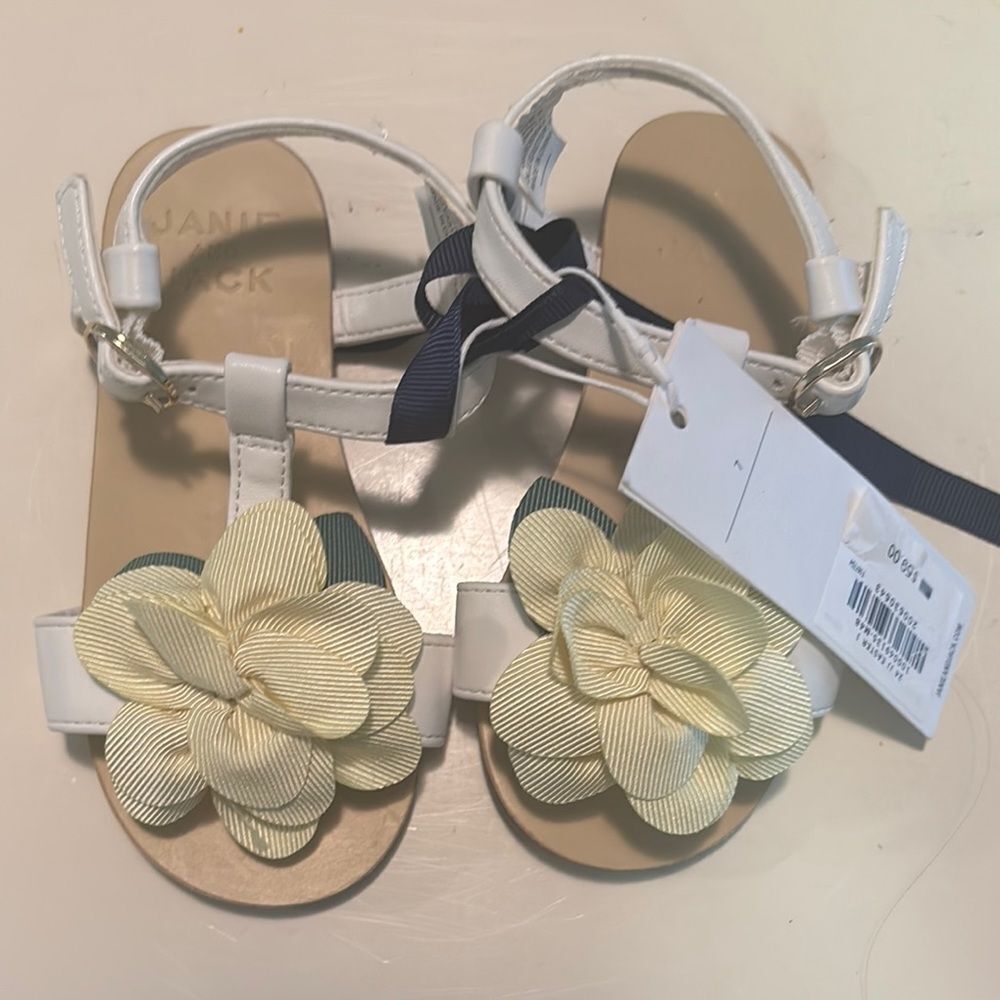 Janie and Jack White and Cream Kids Sandals